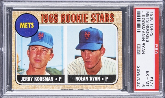 1968 Topps Mets Rookies #177 Jerry Koosman/Nolan Ryan Rookie Card - PSA EX-MT 6